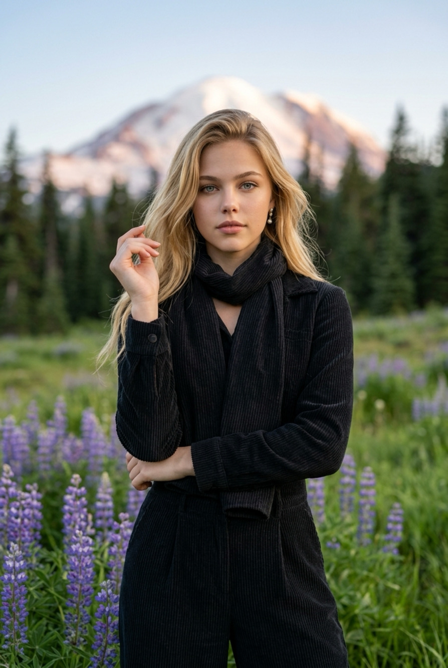525 Made in America Black Corduroy Scarf